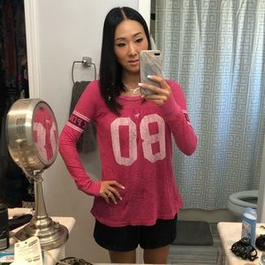 VS Pink Long Sleeve Burnout Thermal Tee